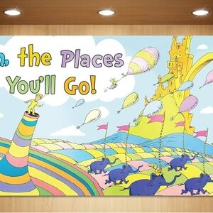 OH THE PLACES YOU'LL GO DR SEUSS BANNER 5X7 FT CLASSROOM LIBRARY DECOR NYLON